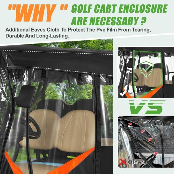 Golf Cart Enclosure Extended Roof 4 Seater Explosion Proof Zipper Design Universal