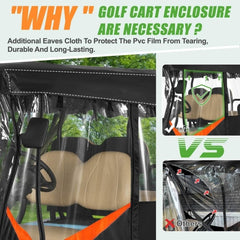 Golf Cart Enclosure Extended Roof 4 Seater Explosion Proof Zipper Design Universal