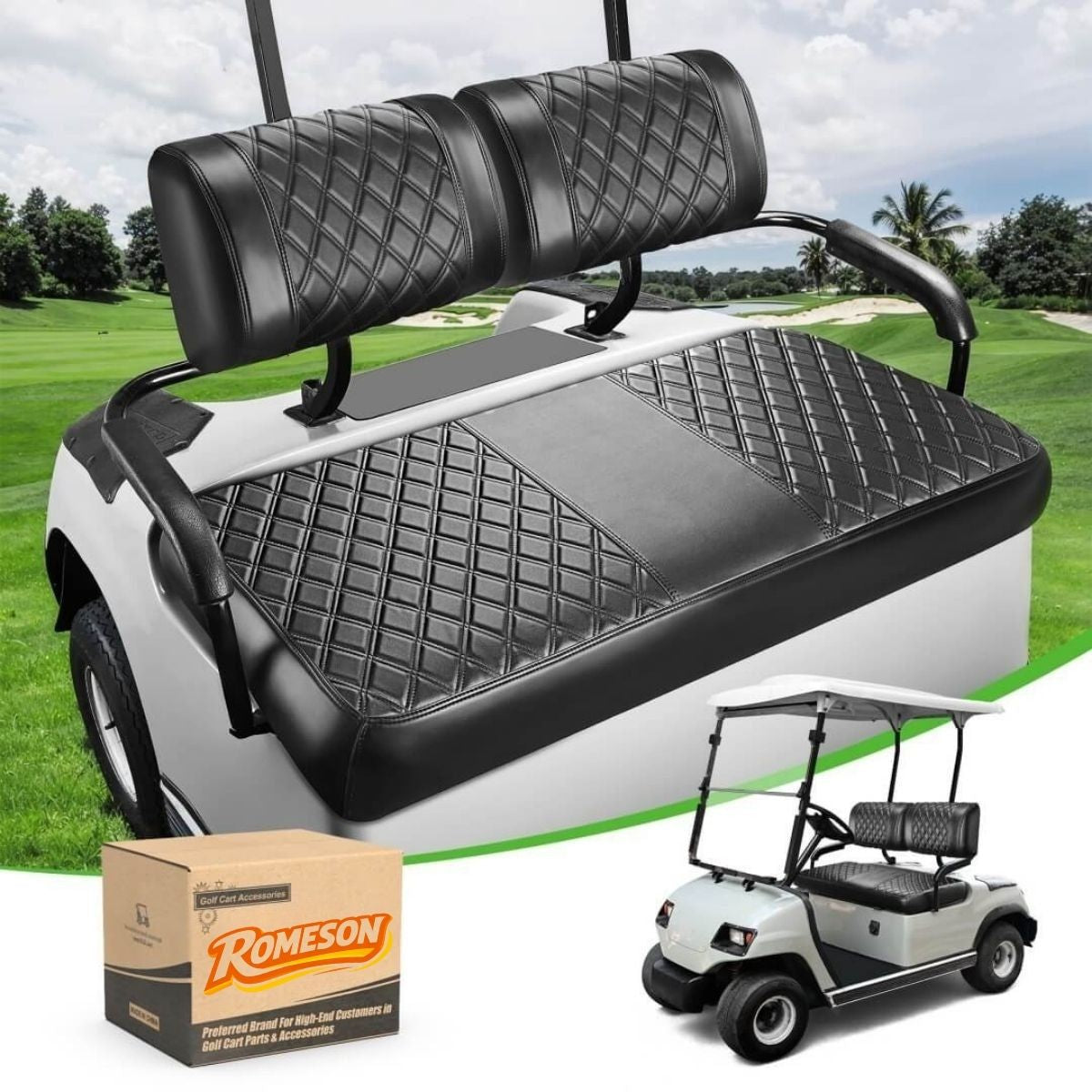 Golf Cart Leather Seat Cover for Yamaha G2-G22 No-Staple Installation Main image