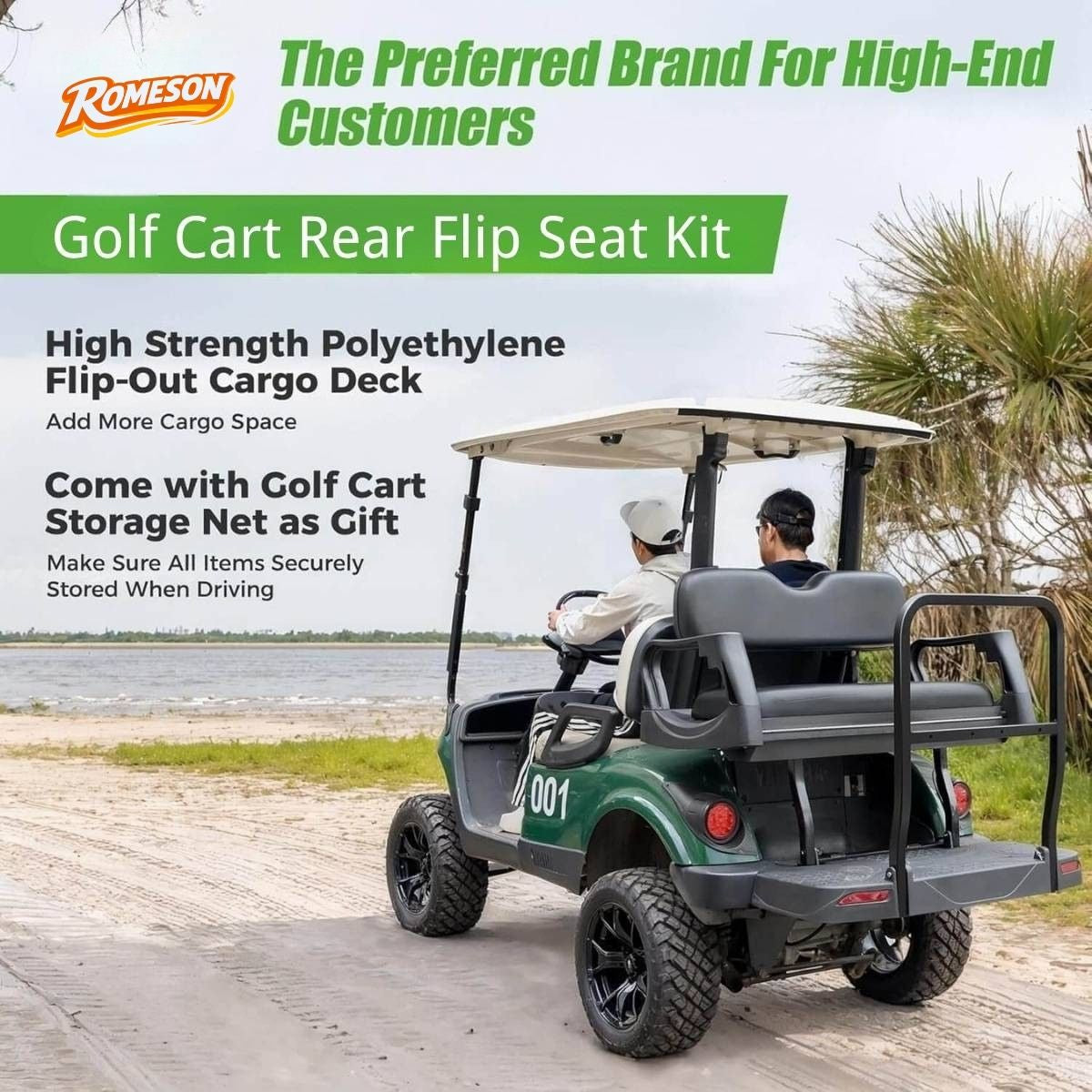 Back Seat for Golf Cart Yamaha G29/Drive 2007-2016 Flip-up Seat with Dual Function Secondary image