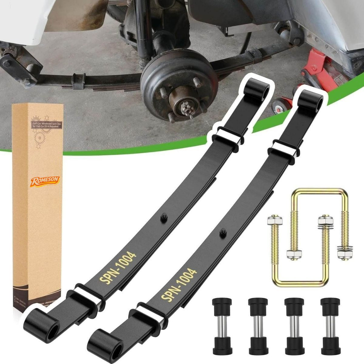 Golf Cart Rear 3-Leaf Spring Kit with Heavy Duty Bushings & Sleeves for EZGO TXT 1995-2013 Main image