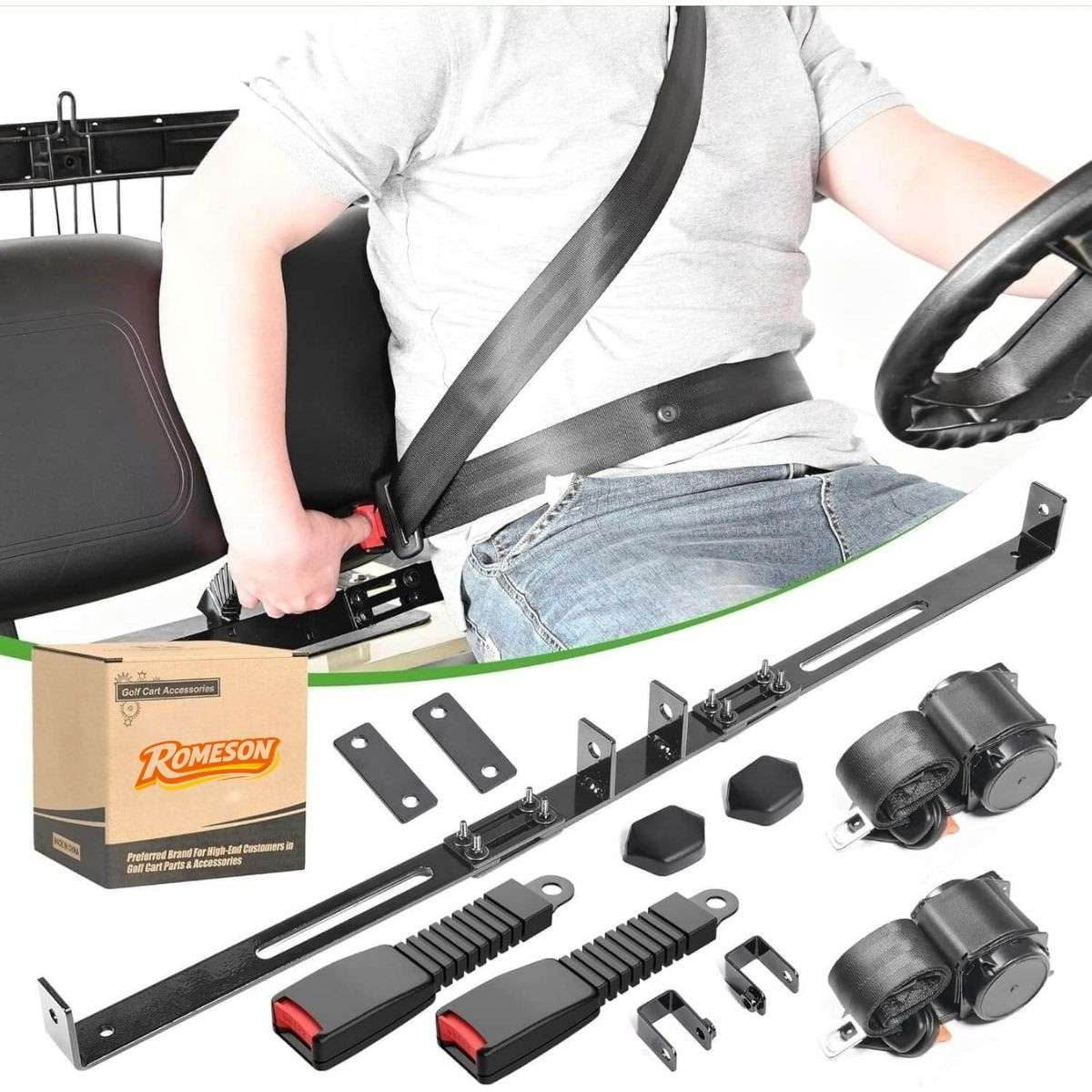 3-Point Golf Cart Seat Belts Kit for EZGO TXT & Club Car DS Main image