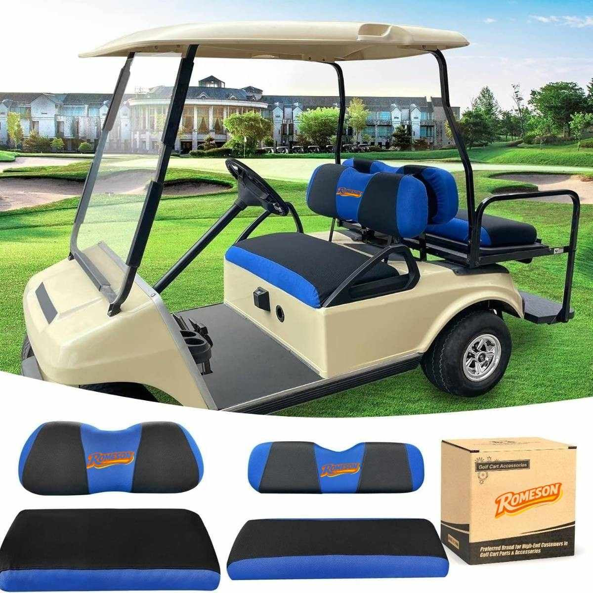 Golf Cart Front Rear Seat Cover Set for EZGO TXT RXV & Club Car DS