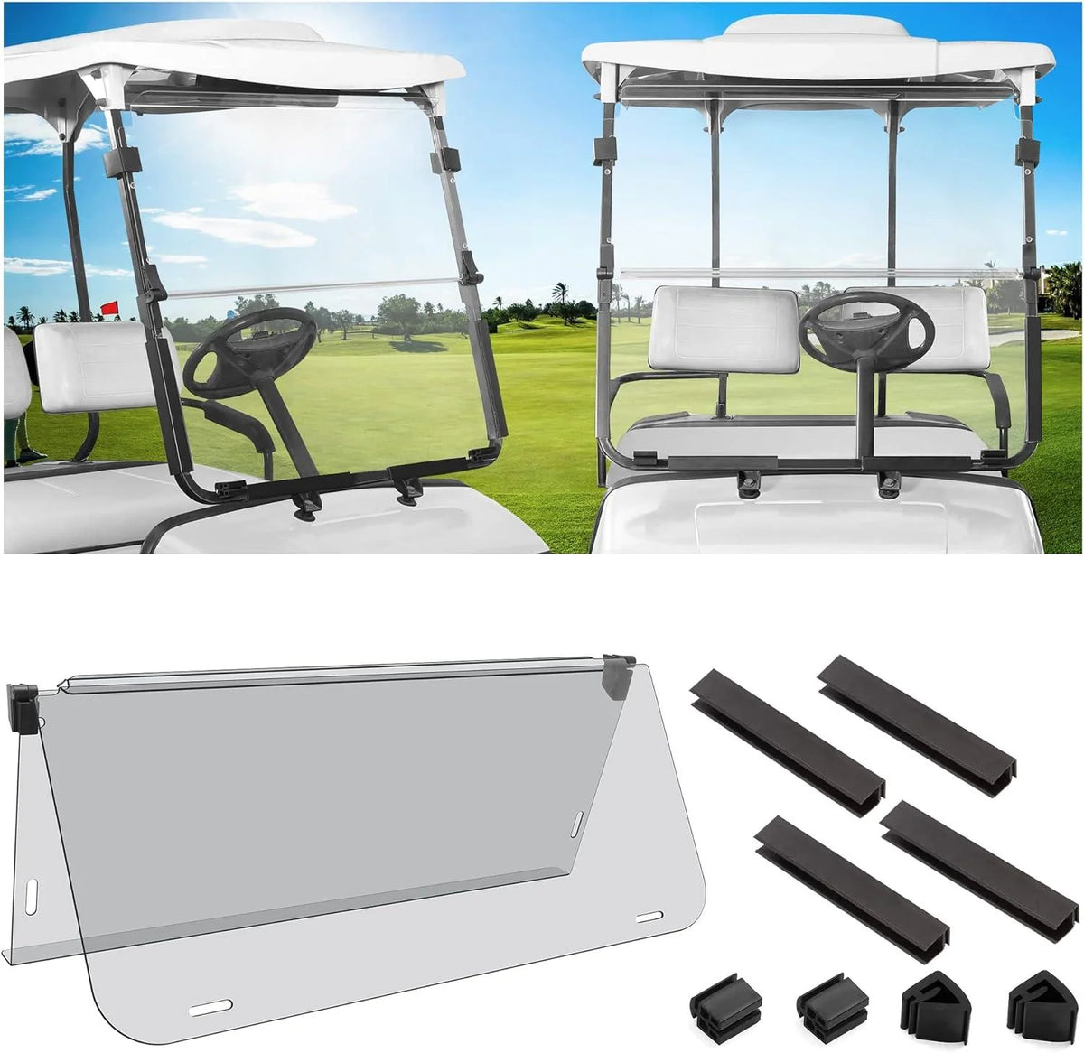 Golf Cart Folding Windshield for 2003-2006 Yamaha G22 Main image