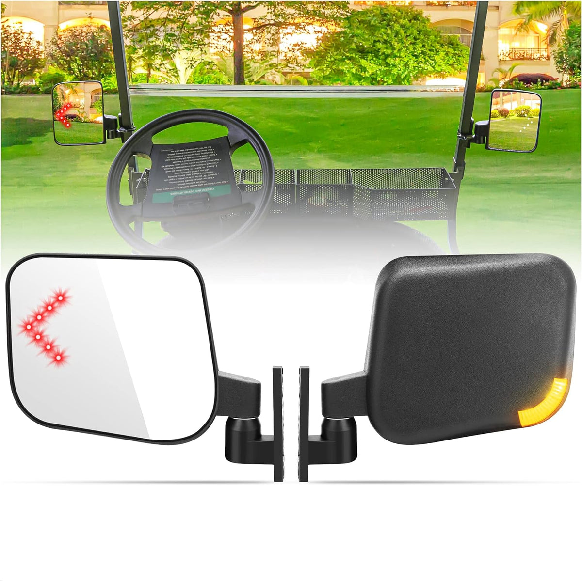 Golf Cart Side Mirrors with Turn Signals Universal