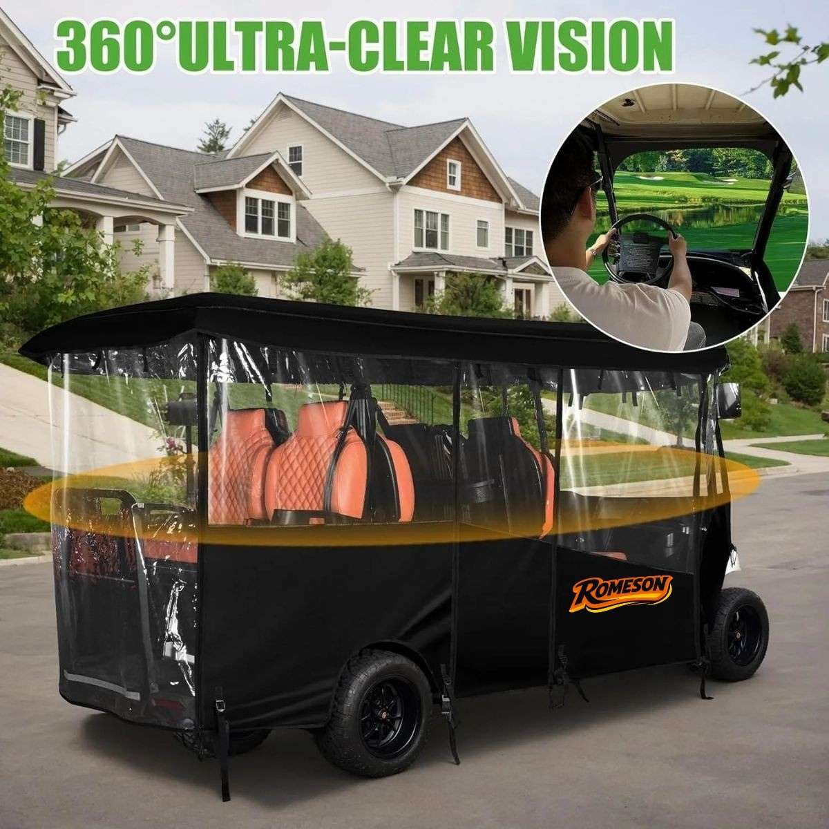 6 Passenger Golf Cart Enclosure - 600D Waterproof Cover Universal Secondary image