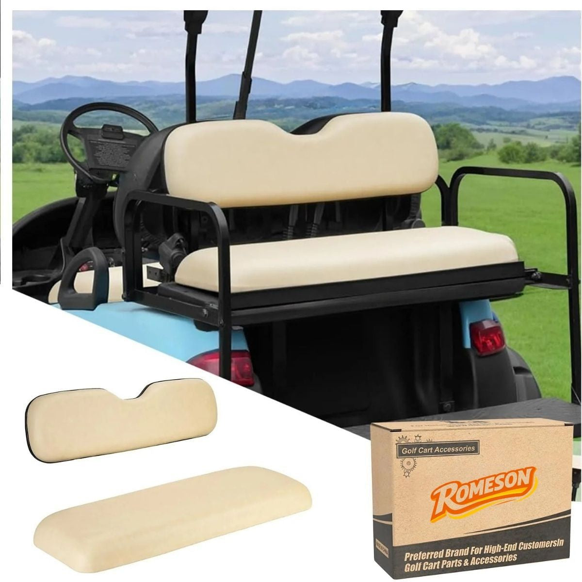 Deluxe Golf Cart Rear Seat Replacement Cushion Universal
