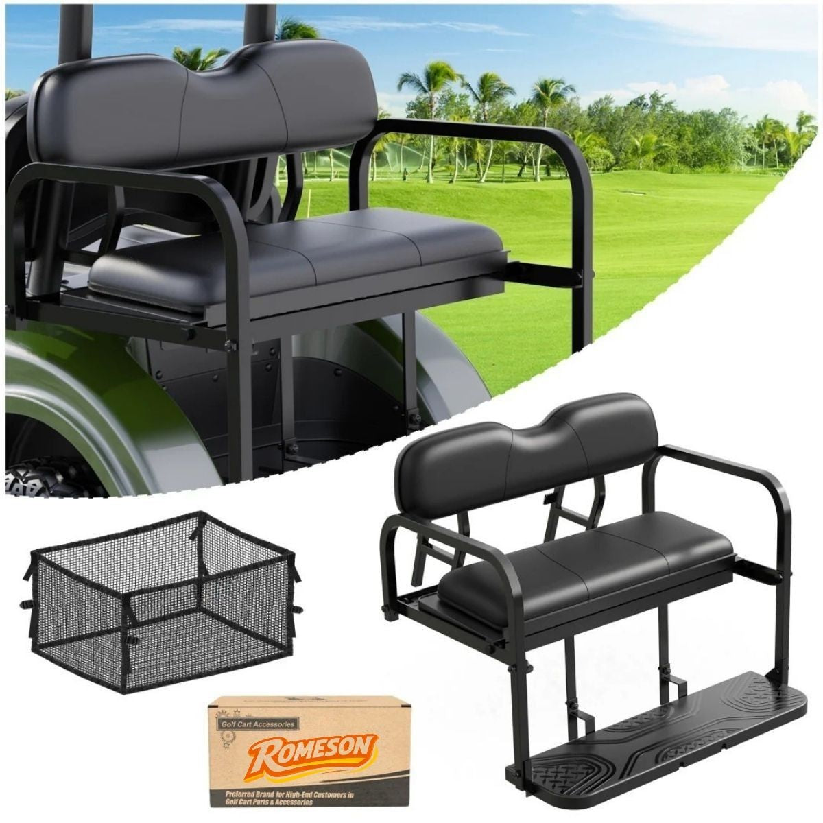 Golf Cart Rear Seat Kit Assembly Folding Rear Seat for Yamaha Drive 2 (2017-Up) Main image