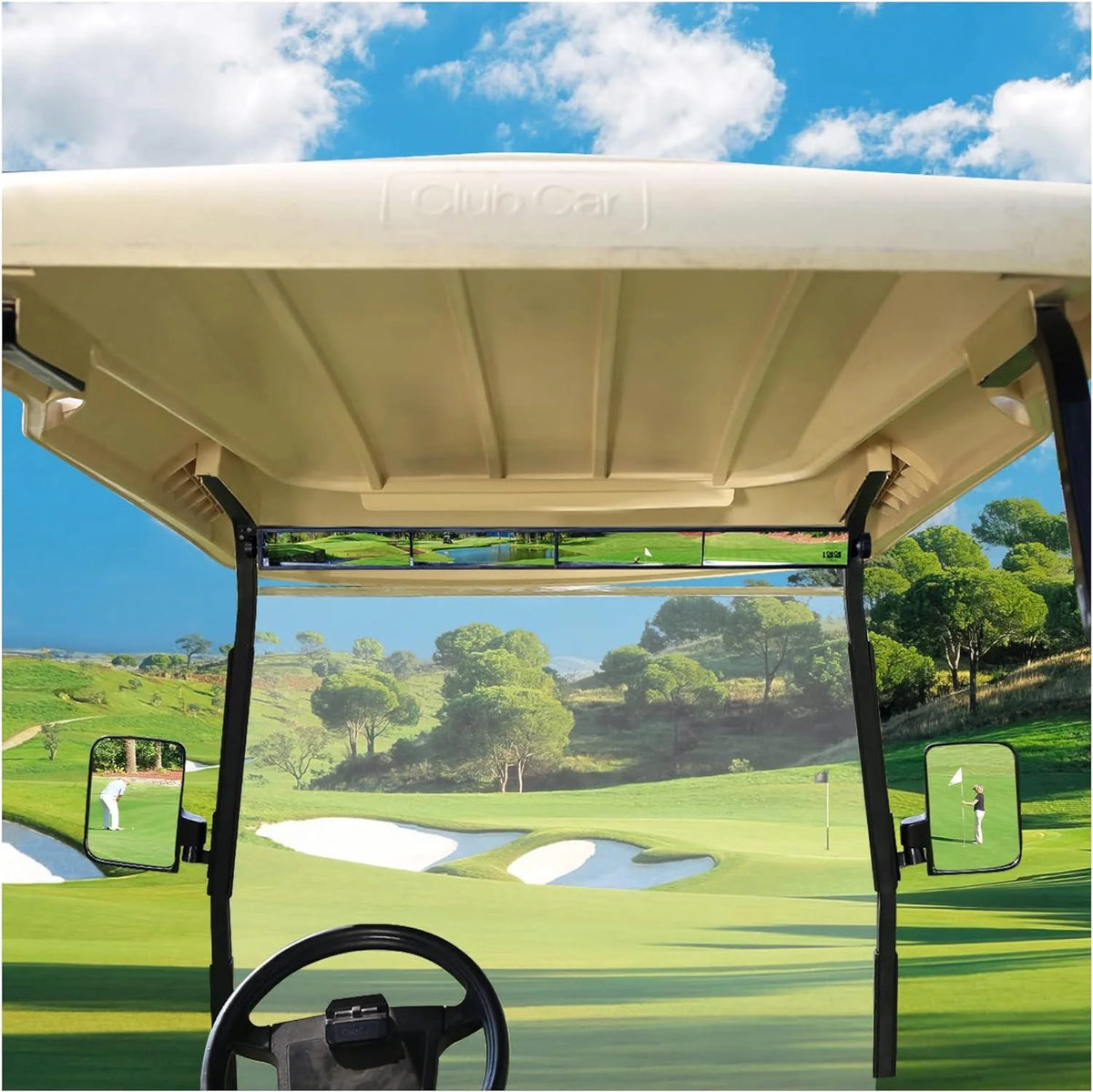 Golf Cart Side Mirror and 4 Panel Rearview Mirror Kit Universal