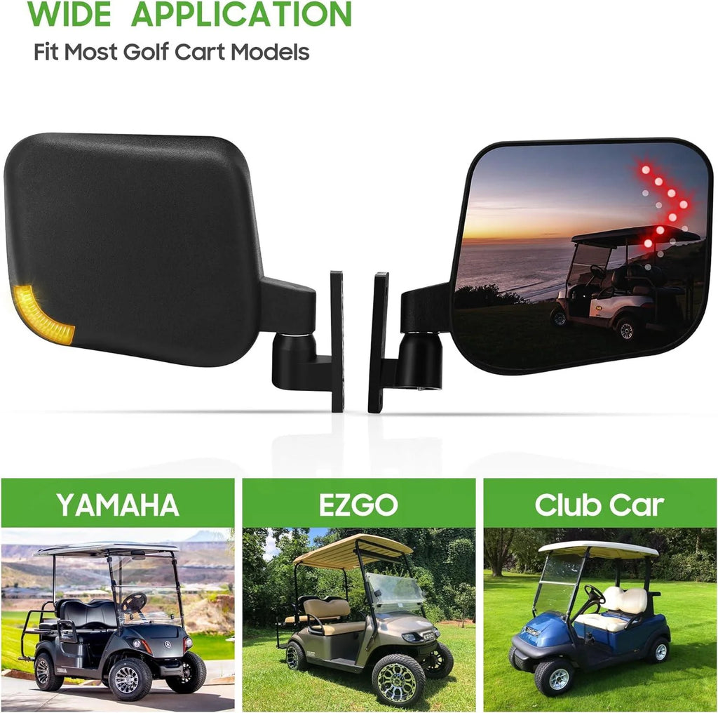 Golf Cart Side Mirrors with Turn Signals Universal