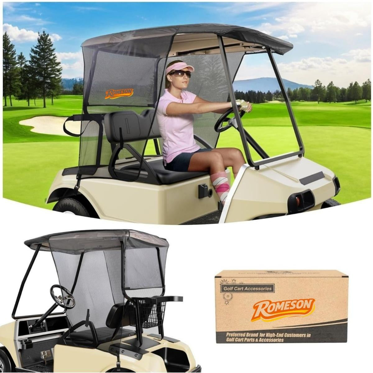 Golf Cart Sun Shade For EZGO TXT RXV & Club Car Precedent DS Main image