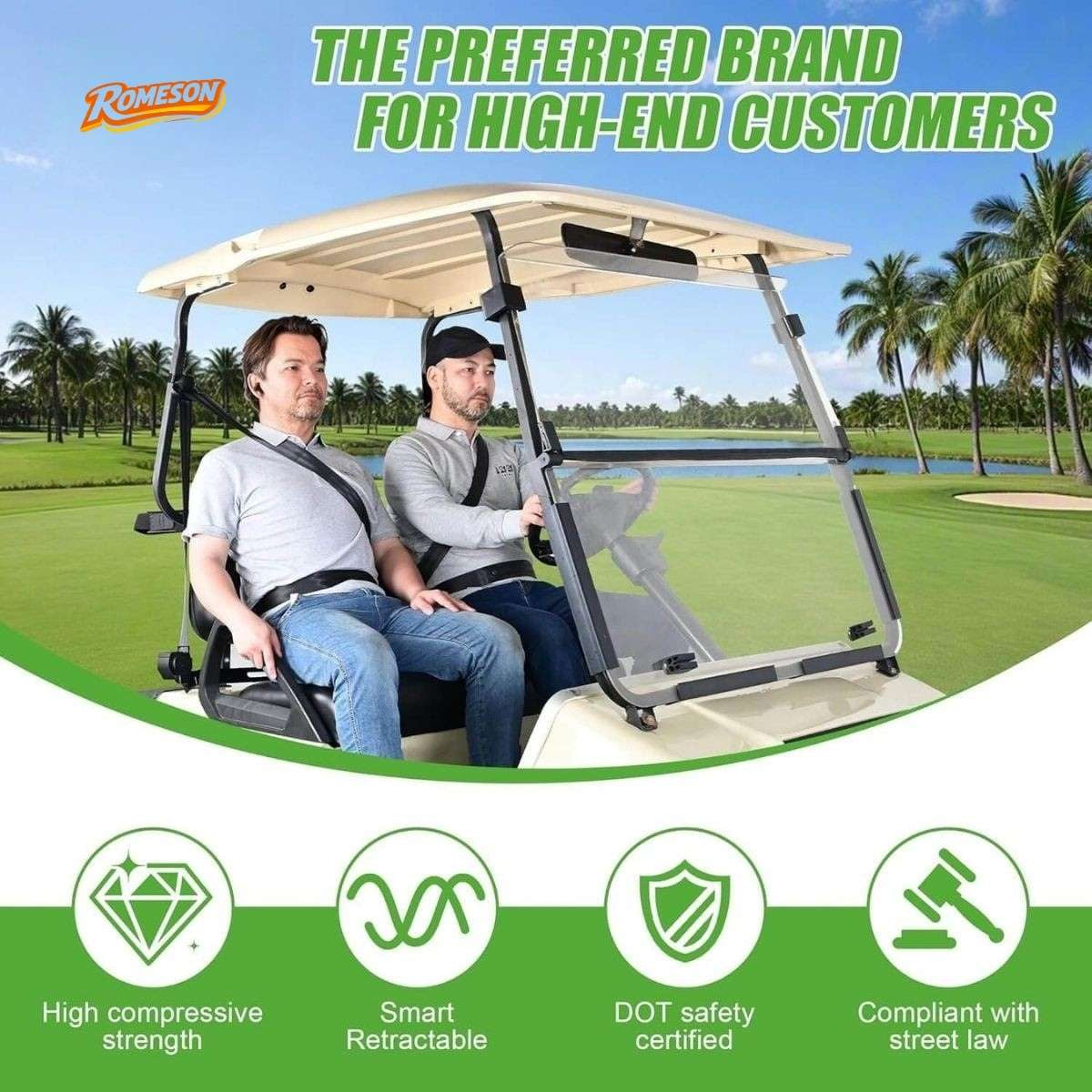 3-Point Golf Cart Seat Belts Kit for EZGO TXT & Club Car DS