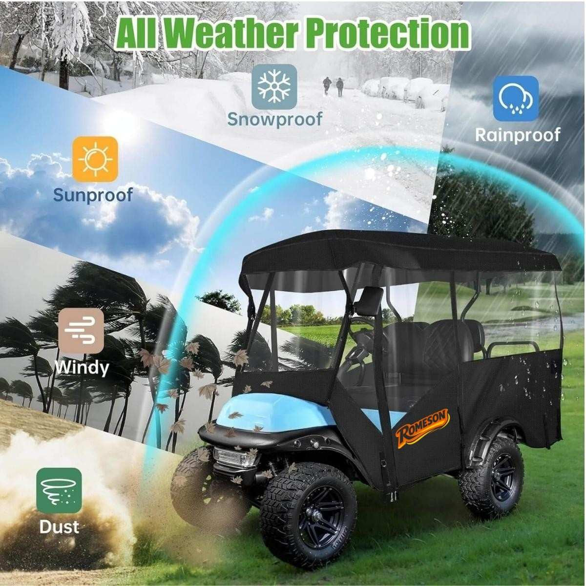 Golf Cart Enclosure Extended Roof 4 Passenger Universal
