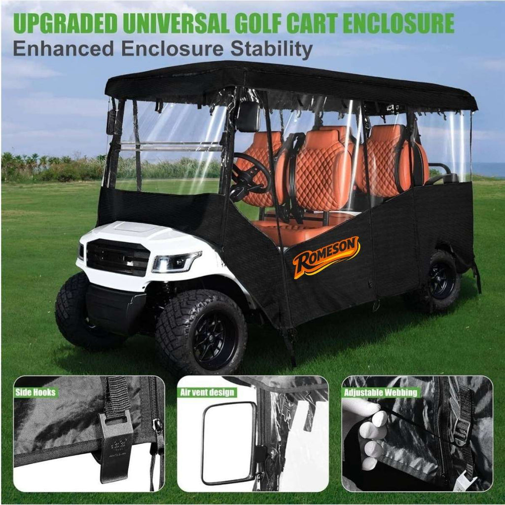 6 Passenger Golf Cart Enclosure - 600D Waterproof Cover Universal
