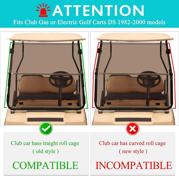 Golf Cart Windshield for Club Car DS 1982-UP Foldable Sport Tinted