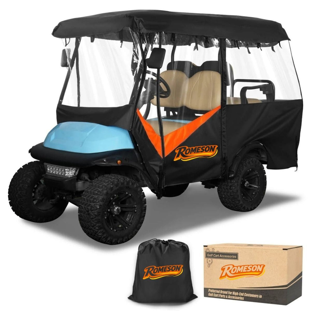 Golf Cart Enclosure Extended Roof 4 Seater Explosion Proof Zipper Design Universal