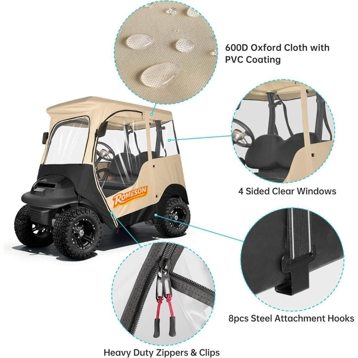 Golf Cart Enclosures for Club Car Precedent, Onward & Tempo  2 Passenger