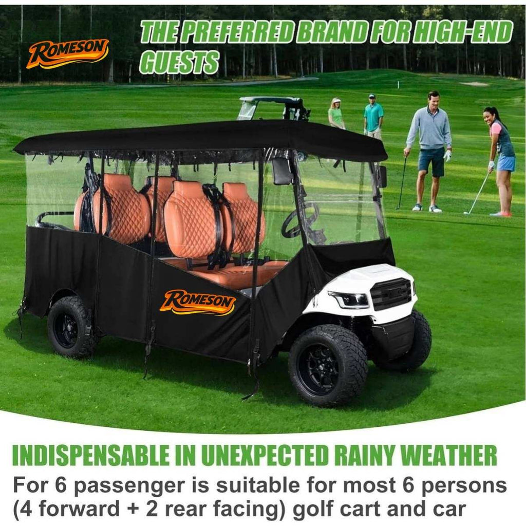 6 Passenger Golf Cart Enclosure - 600D Waterproof Cover Universal