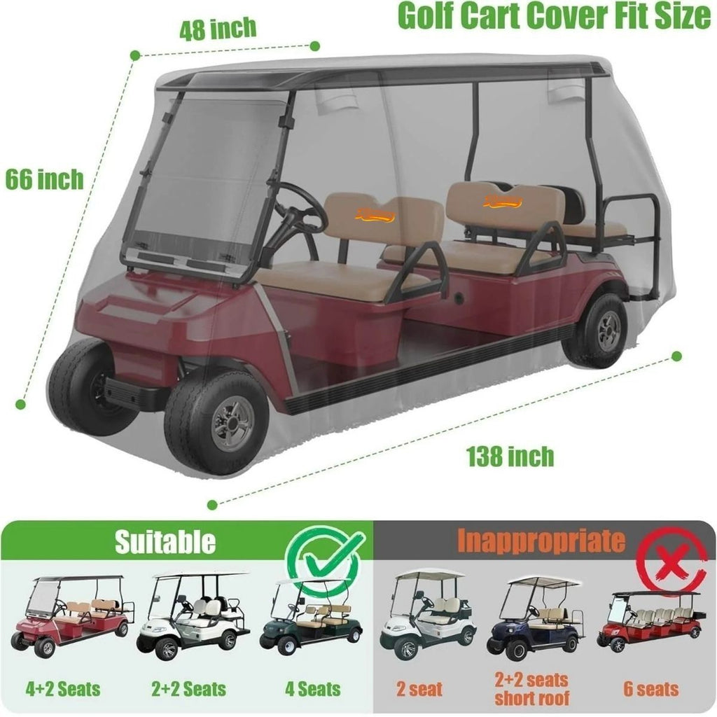 6 Seater Waterproof Golf Cart Cover 420D Oxford Cloth Universal