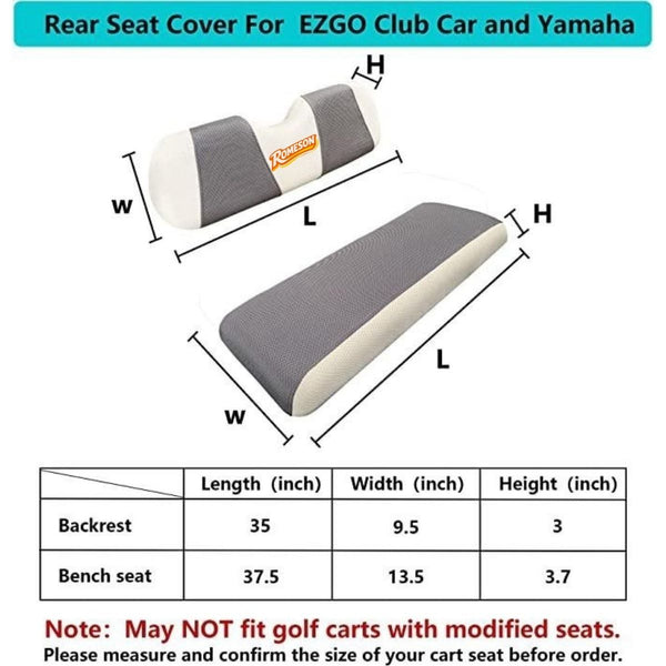 Golf Cart Rear Seat Covers for EZGO Club Car Yamaha Breathable Seat Cover