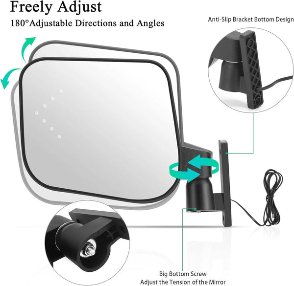 Golf Cart Side Mirrors with Turn Signals Universal