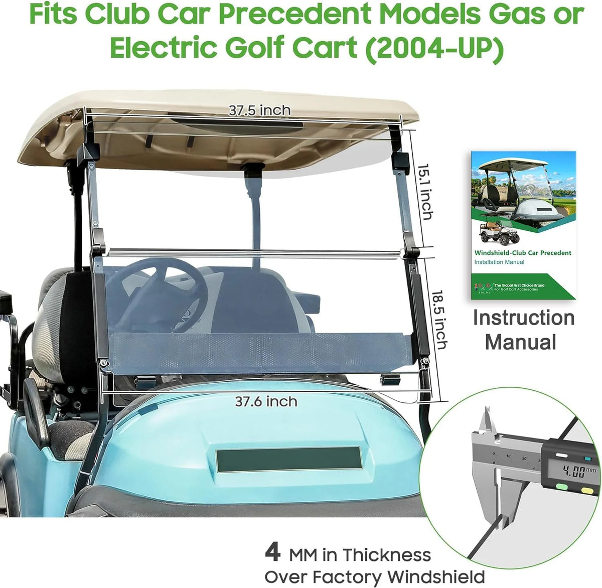 Golf Cart Windshield for Club Car Precedent 2004-Up
