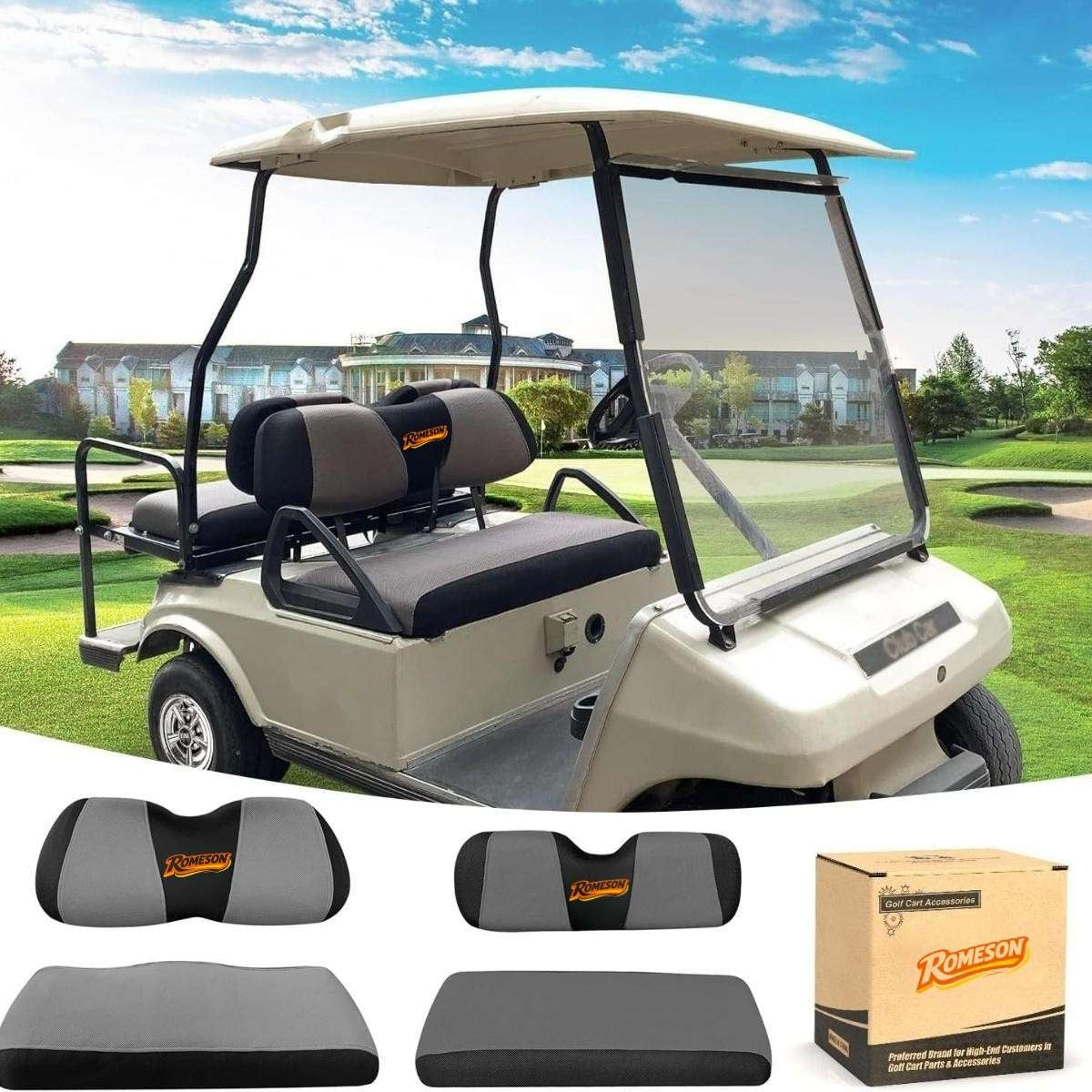 Golf Cart Front Rear Seat Cover Set for EZGO TXT RXV & Club Car DS Main image