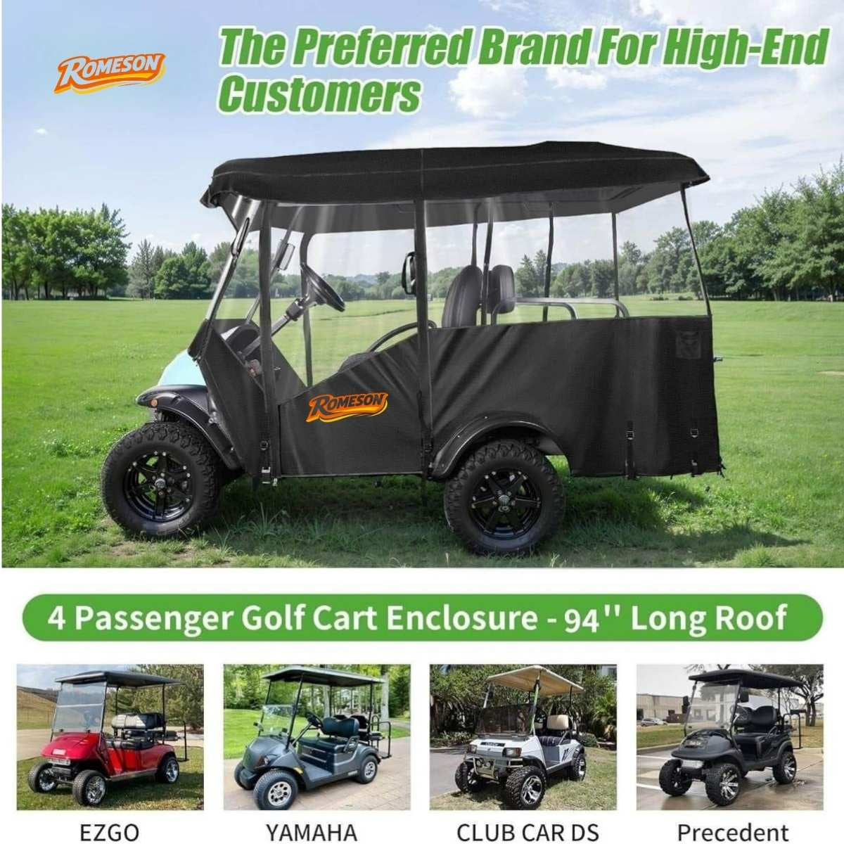 Golf Cart Enclosure Extended Roof 4 Passenger Universal