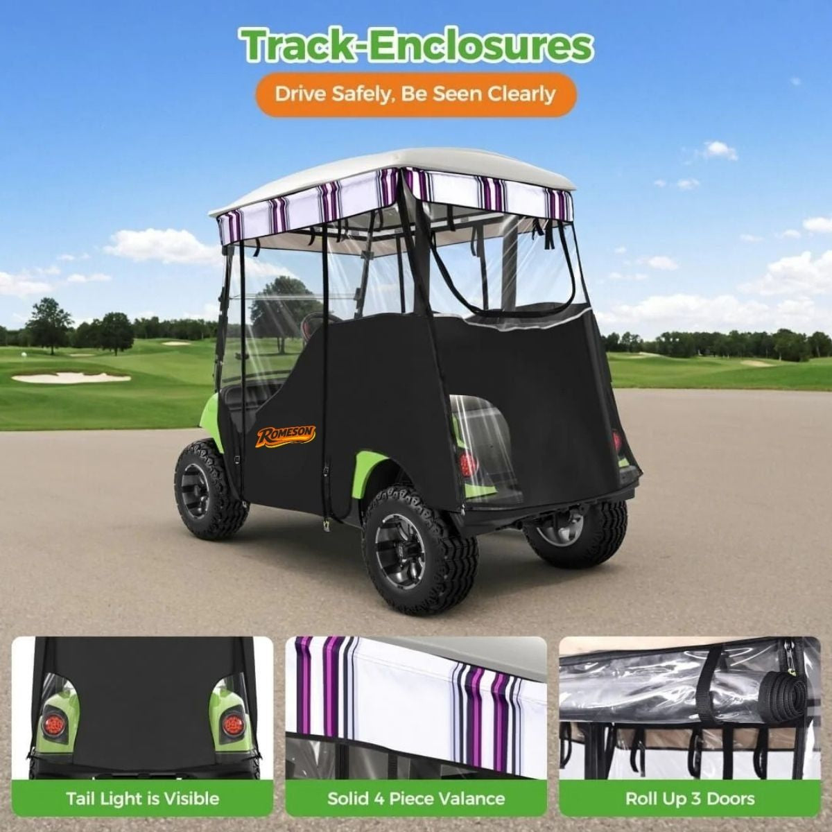 Track Style Golf Cart Enclosure for 2 Passenger Yamaha G29 Drive