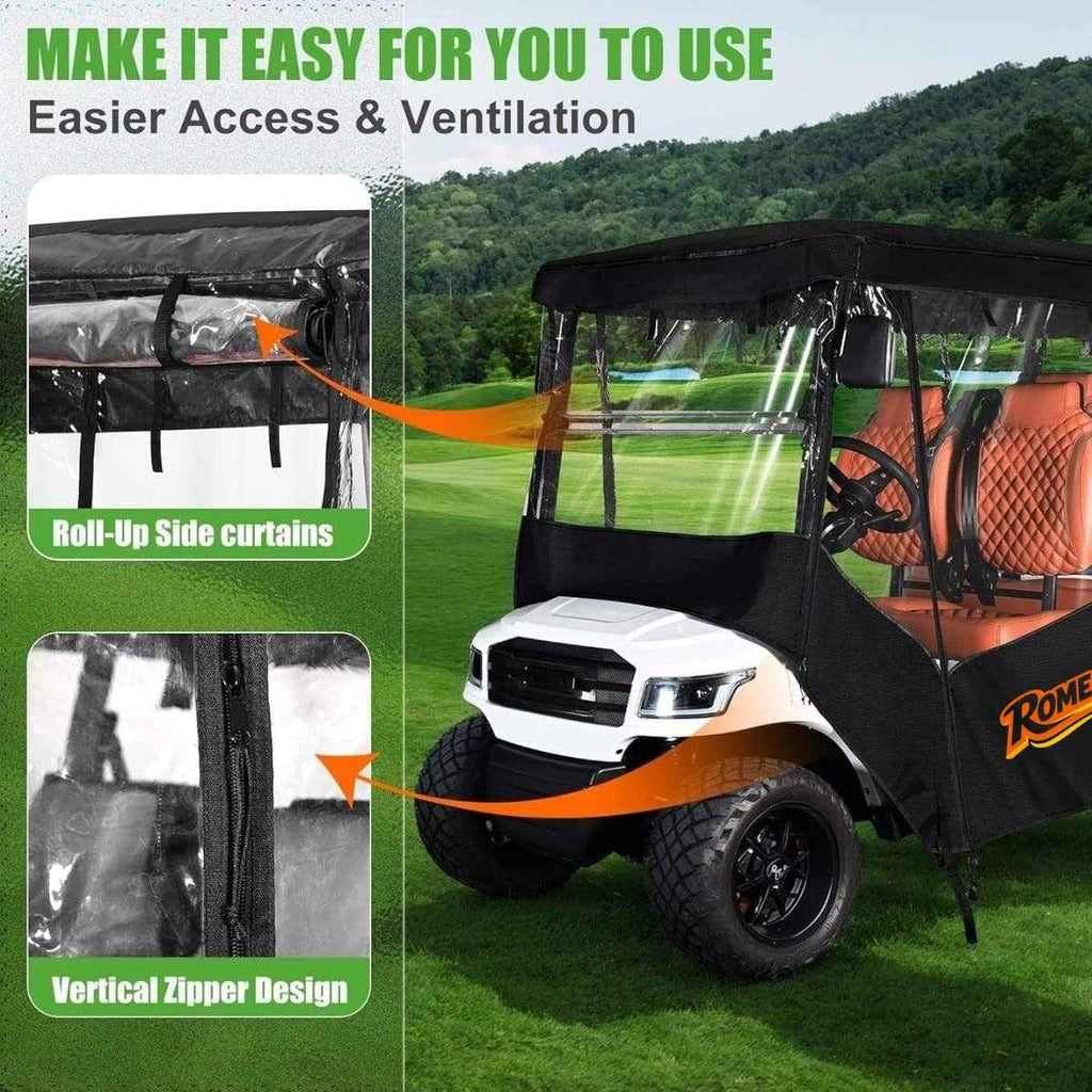 6 Passenger Golf Cart Enclosure - 600D Waterproof Cover Universal
