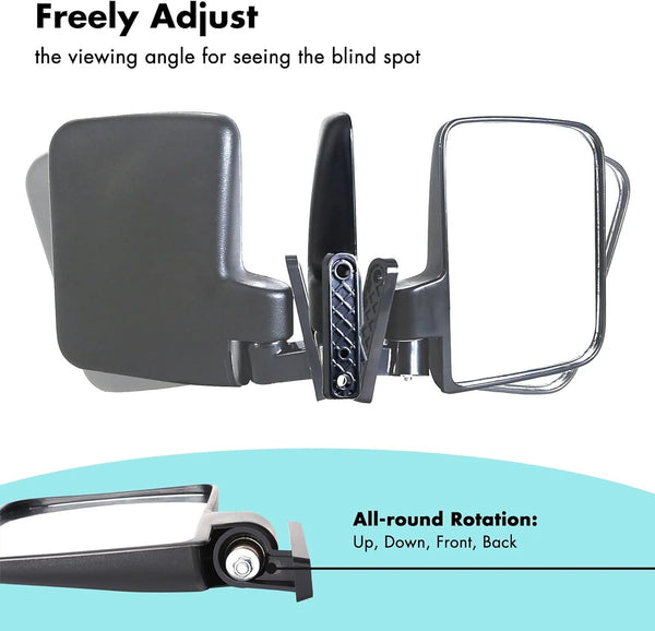 Golf Cart Side Mirrors without Blind Spot Mirrors Universal