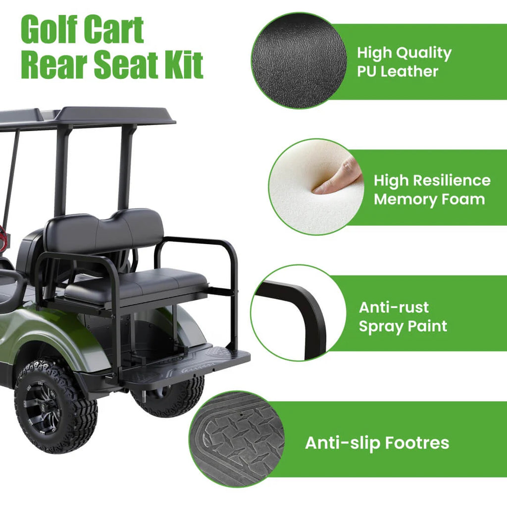Golf Cart Rear Flip Folding Seat Kit for Yamaha G29 Drive 2007-2016 Cargo Deck & Storage Bag