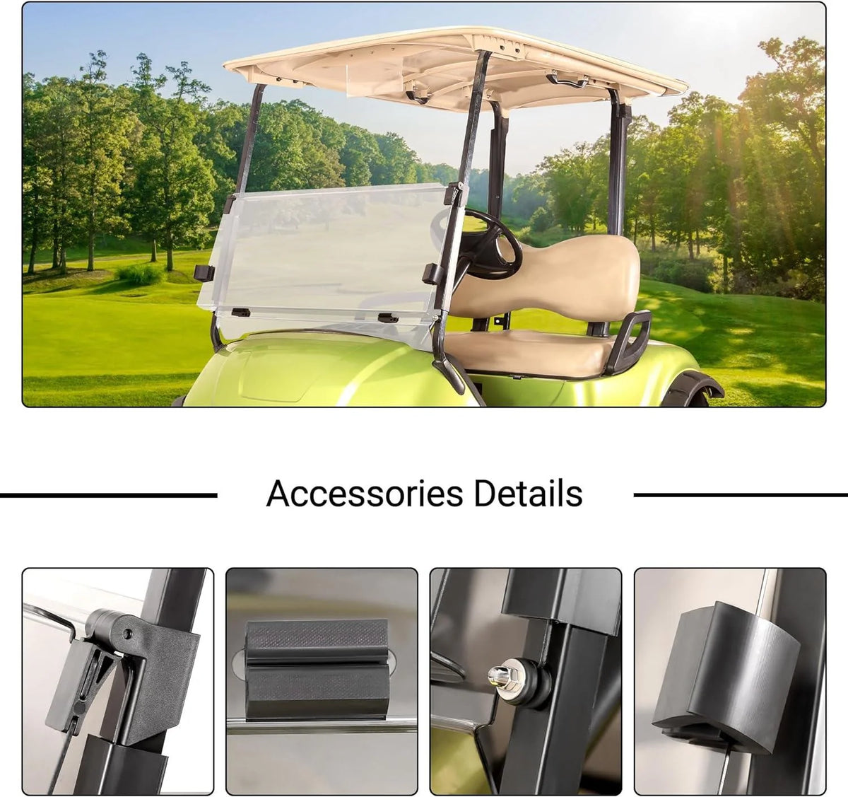 Golf Cart Windshield for G29/Drive 2007-2016 Yamaha Transparent Foldable