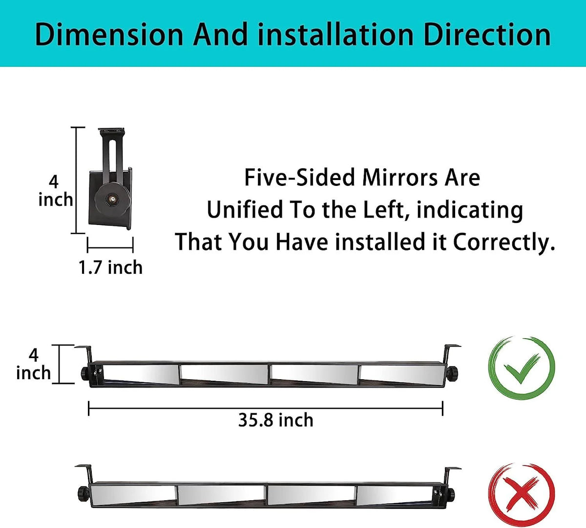 Golf Cart 4 Panel & 5 Panel Rearview Mirror Universal