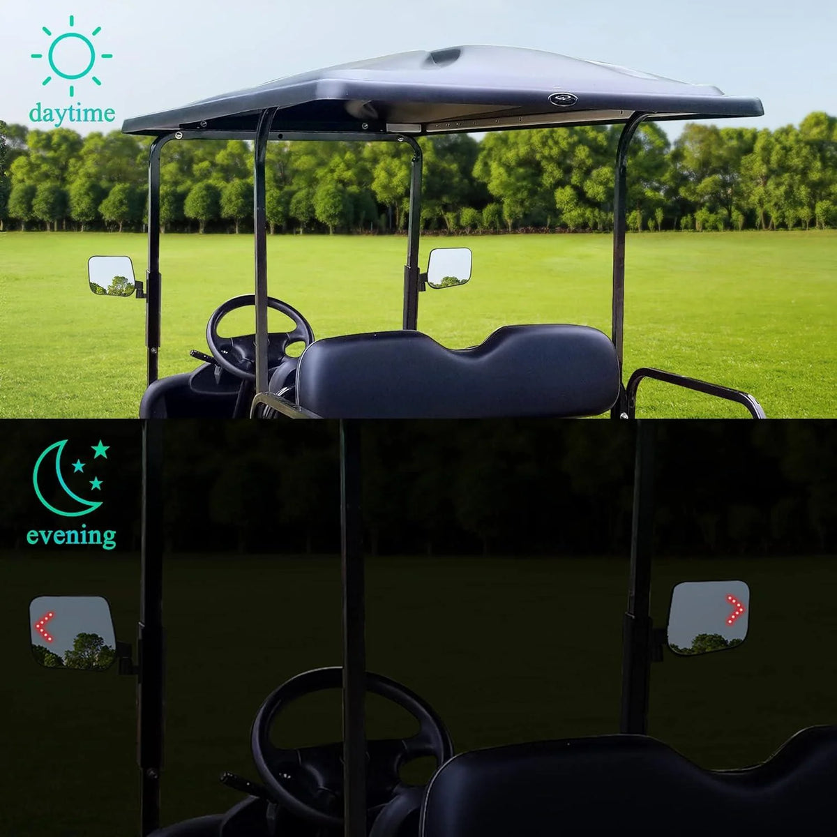 Golf Cart Side Mirrors with Turn Signals Universal