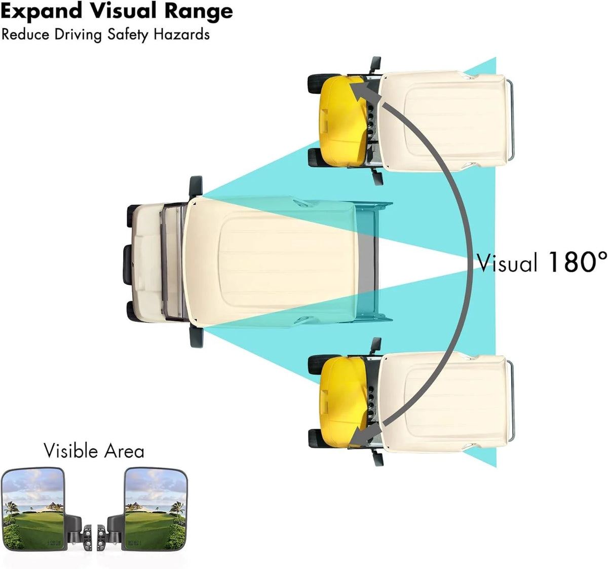 Golf Cart Side Mirrors No Drilling Required Universal