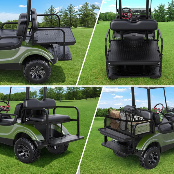 Golf Cart Rear Flip Folding Seat Kit for Yamaha G29 Drive 2007-2016 Cargo Deck & Storage Bag