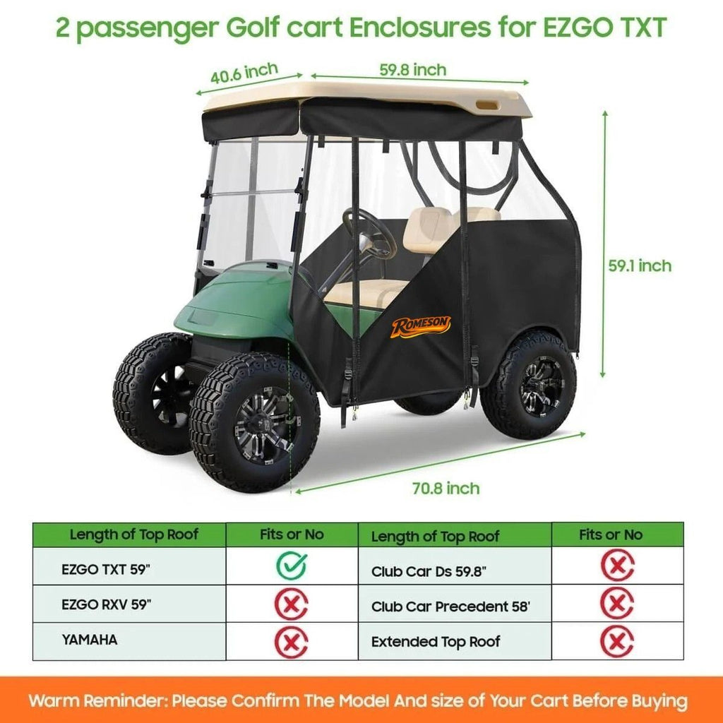 Smart Track Style Golf Cart Enclosures for EZGO TXT 2 Passenger
