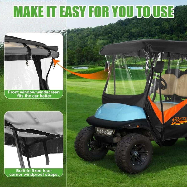 Golf Cart Enclosure Extended Roof 4 Seater Explosion Proof Zipper Design Universal