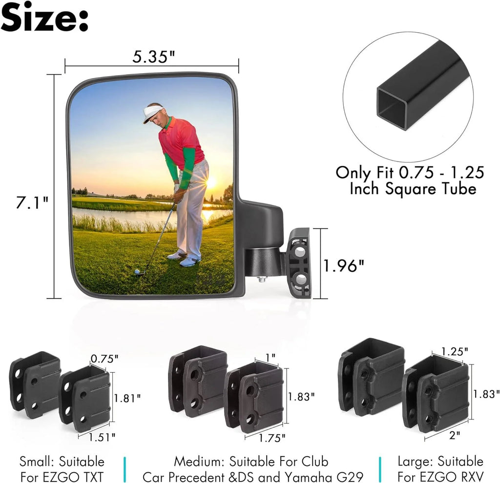 Golf Cart Side Mirrors No Drilling Required Universal