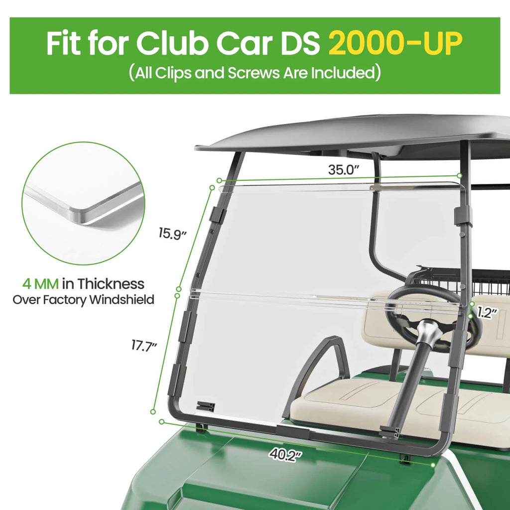 Acrylic Golf Cart Windshield for Club Car DS – 4mm