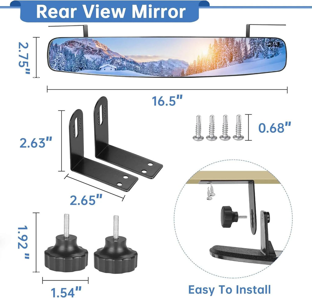 Golf Cart Mirrors, No Drilling 180 Degree Rotation & Foldable Universal