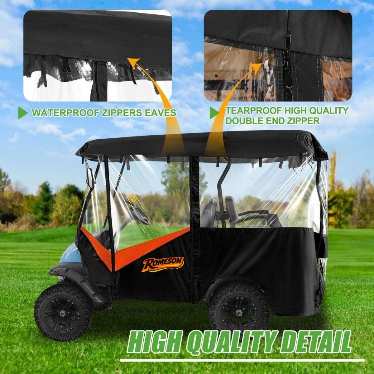 Golf Cart Enclosure Extended Roof 4 Seater Explosion Proof Zipper Design Universal Secondary image