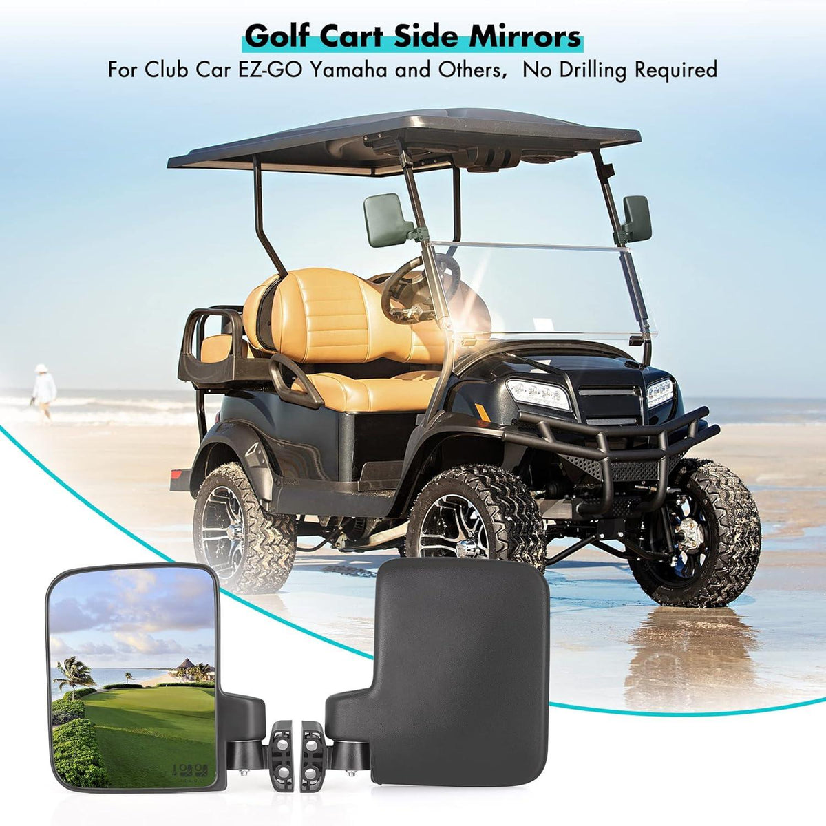 Golf Cart Side Mirrors No Drilling Required Universal