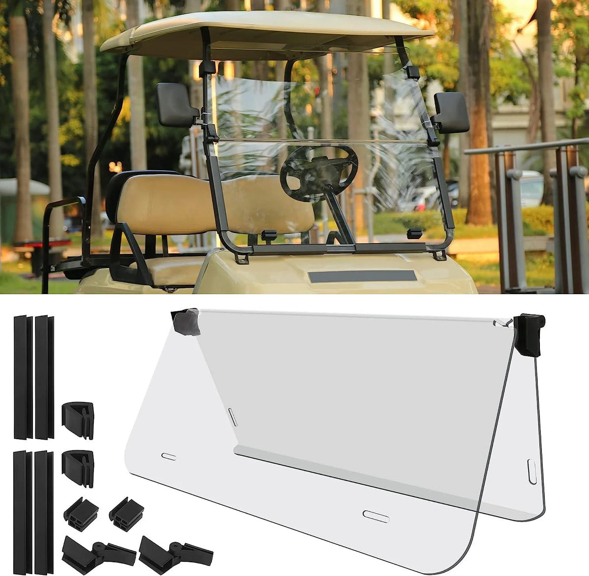 Golf Cart Windshield for Club Car DS 1982-UP Foldable Sport Tinted